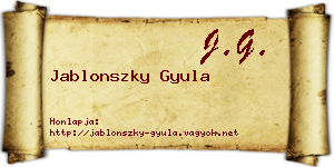 Jablonszky Gyula névjegykártya